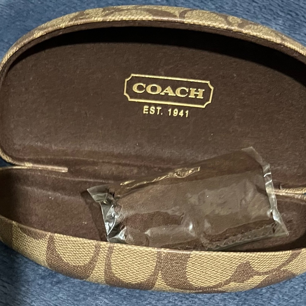 Authentic Coach glasses case with cleaner